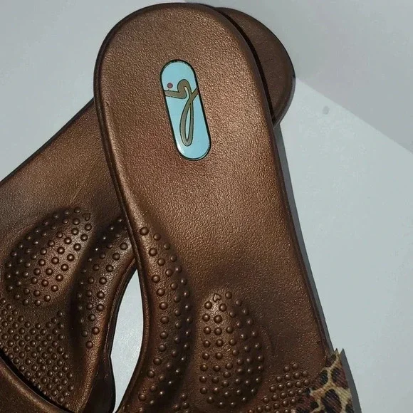 Oka B Leopard Print Bow Slip On Slide Comfort Summer Sandals Shoes Size M/L 8-9 - Picture 8 of 16